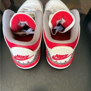 Nike Men’s Air Jordan 3 Retro White and Red High-Top Air Sneakers